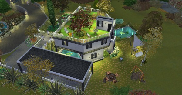  Mod The Sims: Two Story House with garden on rooftop by heikeg