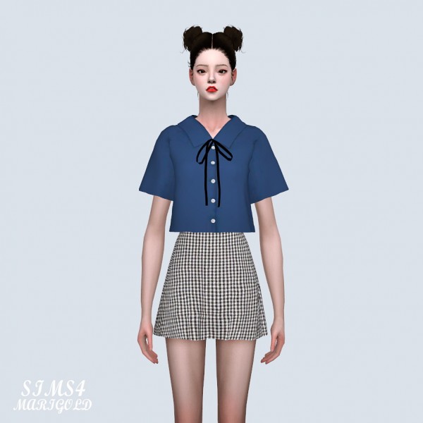  SIMS4 Marigold: Short Sleeves Shirts With Bow