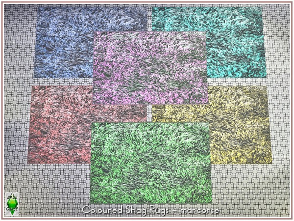  The Sims Resource: Coloured Shag Rugs by marcorse