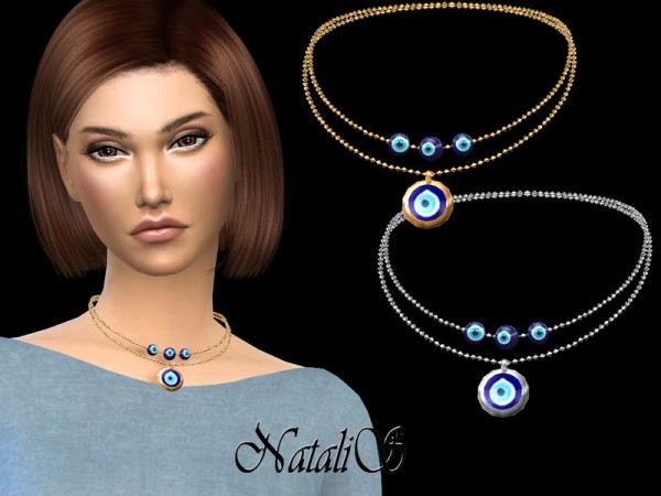  The Sims Resource: Evil eye short necklace by NataliS
