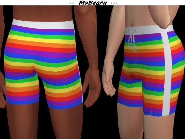  The Sims Resource: Rainbow Striped Swim Trunks by MsBeary