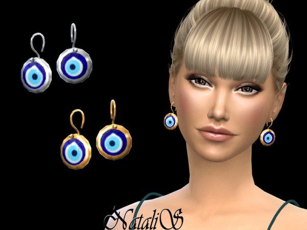  The Sims Resource: Evil eye drop earrings by NataliS