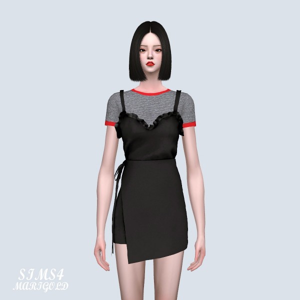  SIMS4 Marigold: Lovely wrap mini dress with t