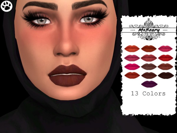  The Sims Resource: Dark Lip Collection by MsBeary