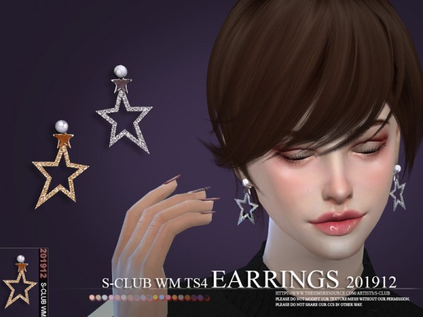 The Sims Resource: Earrings 201912 by S club