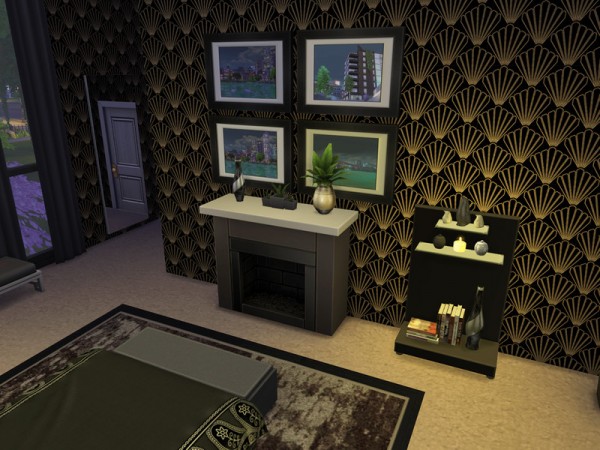  The Sims Resource: Art Deco Luxury Wallpaper Dark Collection by neinahpets