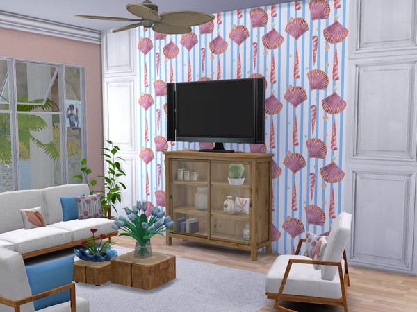  The Sims Resource: Coastal Shell Wallpaper Collection by neinahpets