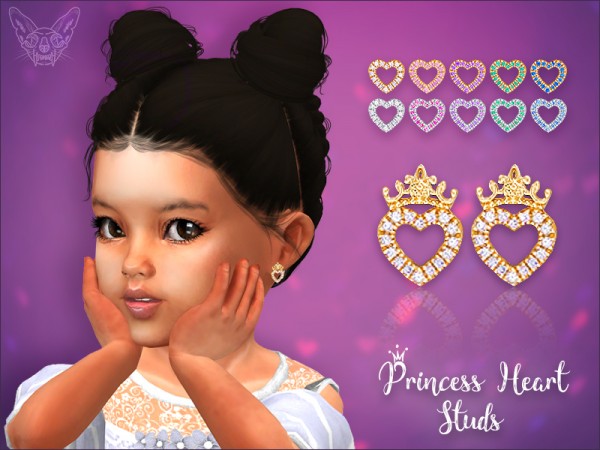  Giulietta Sims: Sweet Princess Heart Studs for toddlers
