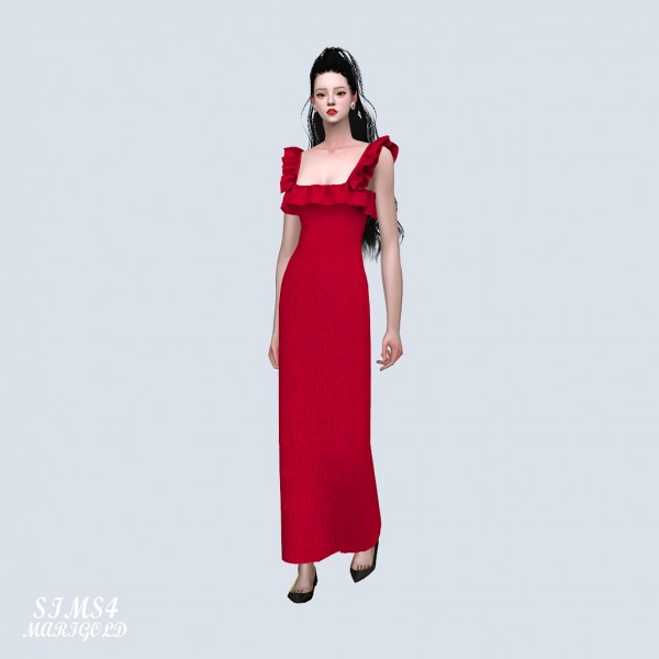  SIMS4 Marigold: Frill Frill Long Dress