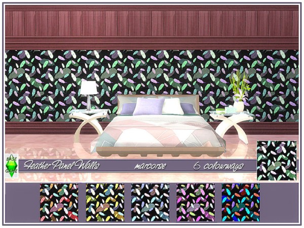  The Sims Resource: Feather Panel Walls by marcorse