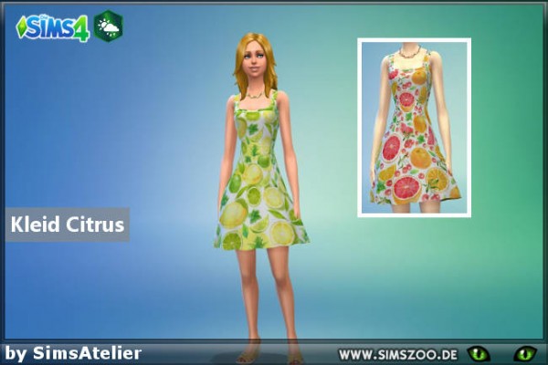  Blackys Sims 4 Zoo: Citrus Dress by SimsAtelier