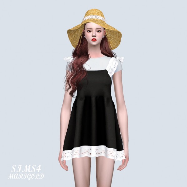  SIMS4 Marigold: Punching Lace Mini Dress With T