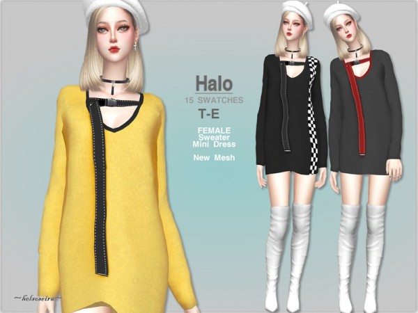  The Sims Resource: HALO   Sweater Dress by Helsoseira
