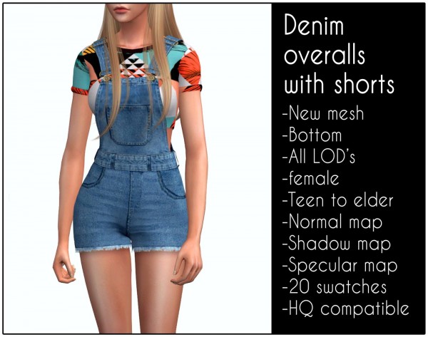  Lazyeyelids: Denim overalls with shorts