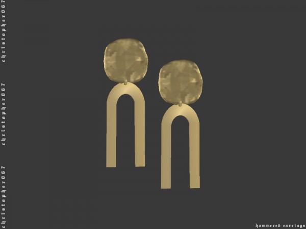  The Sims Resource: Hammered Earrings by Christopher06