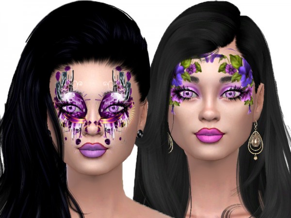  The Sims Resource: Flower and music face paint by TrudieOpp