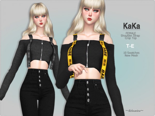  The Sims Resource: KAKA   Crop Top by Helsoseira
