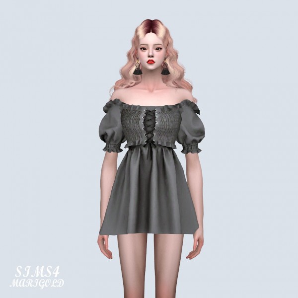  SIMS4 Marigold: Off Shoulder Corset Mini Dress