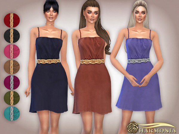  The Sims Resource: Fit Flare Dress with Chain Belt by Harmonia