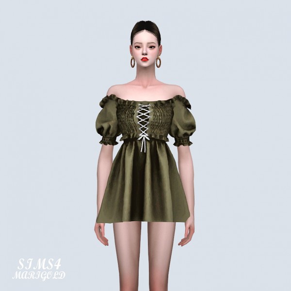  SIMS4 Marigold: Off Shoulder Corset Mini Dress