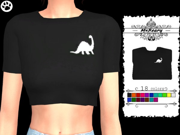  The Sims Resource: Cropped Dinosaur TShirt by MsBeary