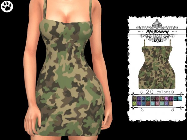  The Sims Resource: Short Camo Dress by MsBeary
