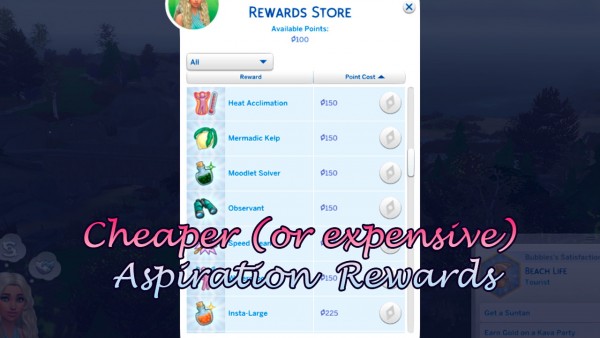  Mod The Sims: Cheaper (or more expensive) Aspiration Rewards by Todecide