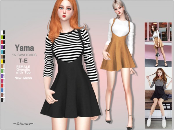  The Sims Resource: YAMA   Overalls with top by Helsoseira