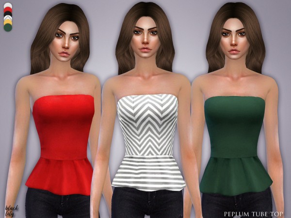  The Sims Resource: Peplum Tube Top by Black Lily