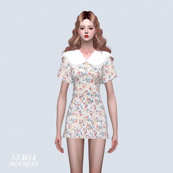  SIMS4 Marigold: Double Big Collar Mini Dress
