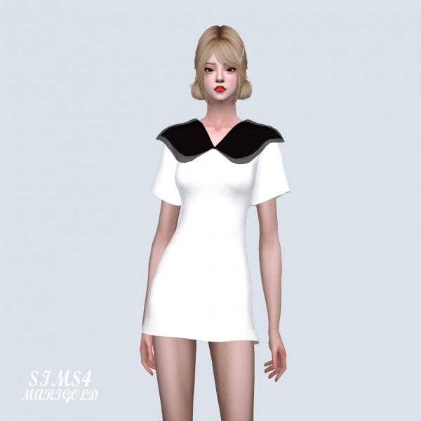  SIMS4 Marigold: Double Big Collar Mini Dress