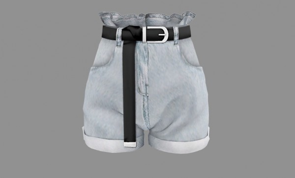 Newen: Frill denim shorts