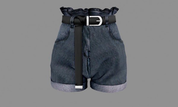 Newen: Frill denim shorts