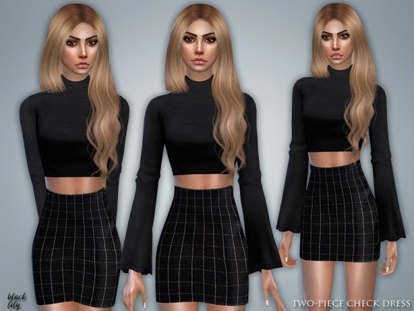 The Sims Resource: Two Piece Check Dress by Black Lily