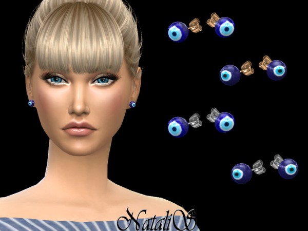  The Sims Resource: Evil eye stud earrings by NataliS