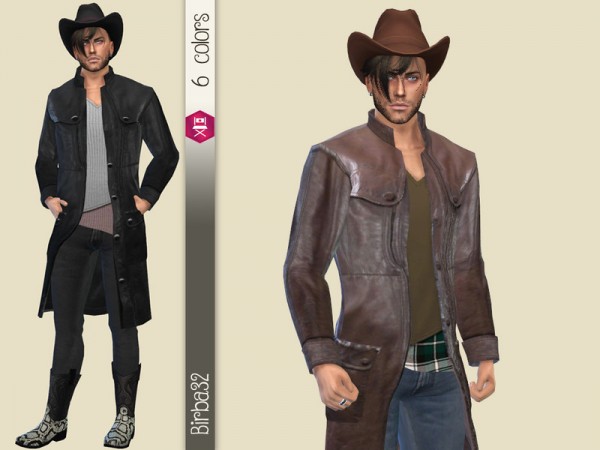  The Sims Resource: Cowboy leather coat by Birba32
