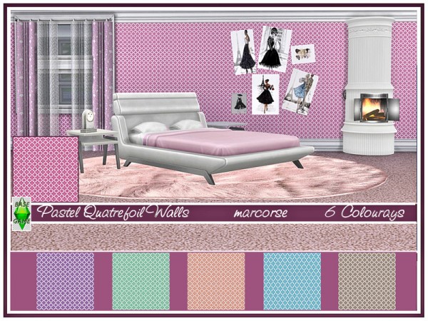  The Sims Resource: Pastel Quatrefoil Walls by marcorse