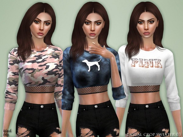  The Sims Resource: Casual Crop Sweater 03 by Black Lily