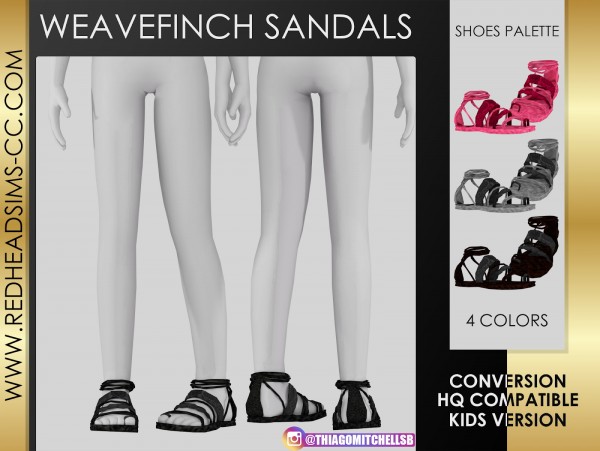  Red Head Sims: Wave Finch Sandals   kids version