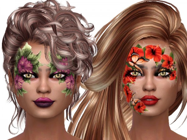  The Sims Resource: Flower face paint for ladys by TrudieOpp