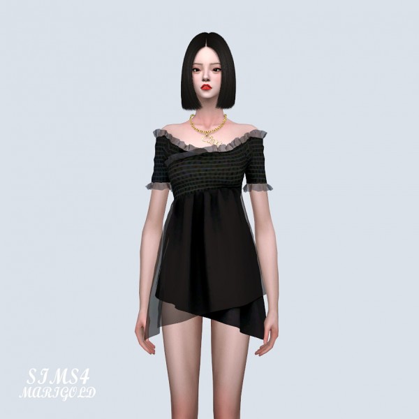  SIMS4 Marigold: Lily Frill Off Shoulder Mini Dress