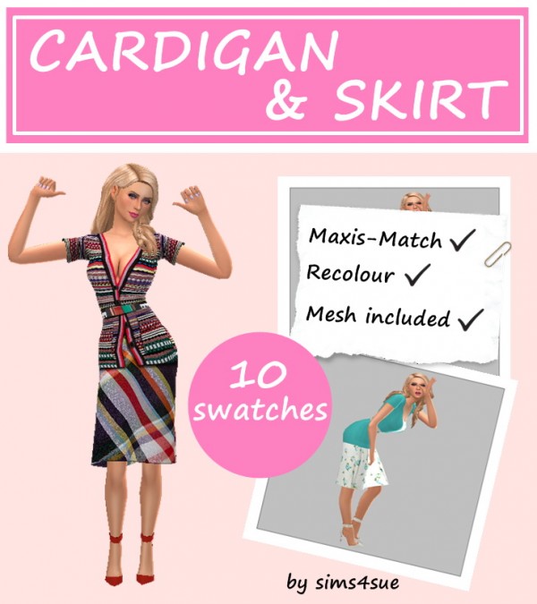  Sims 4 Sue: Cardigan and Skirt Outfit