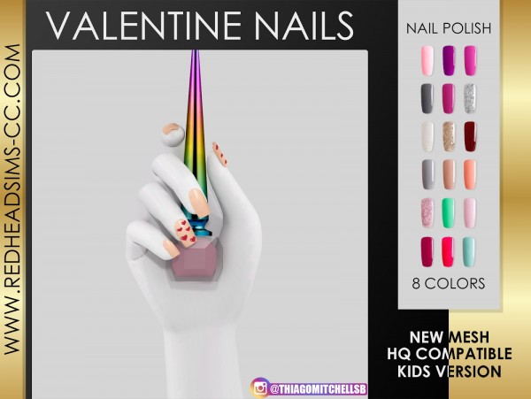  Red Head Sims: Valentine Nails