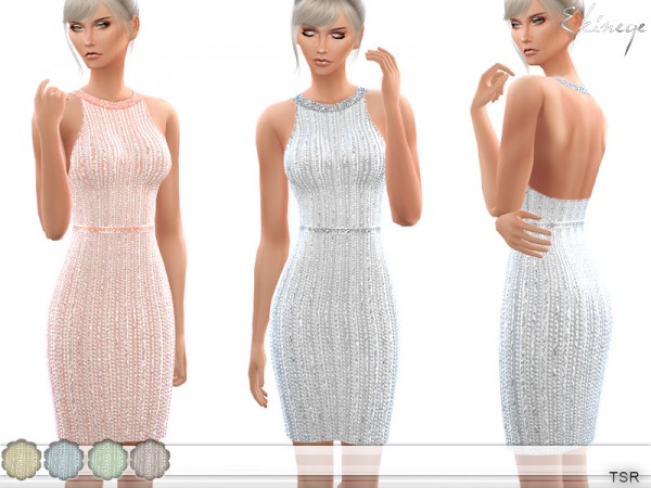  The Sims Resource: Beaded Halter Neck Dress by ekinege