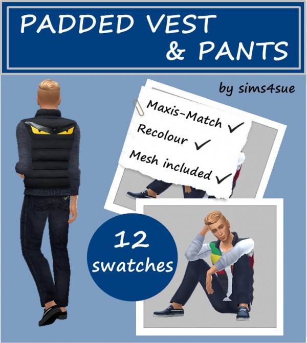 Sims 4 Sue: Padded Vest and Pants