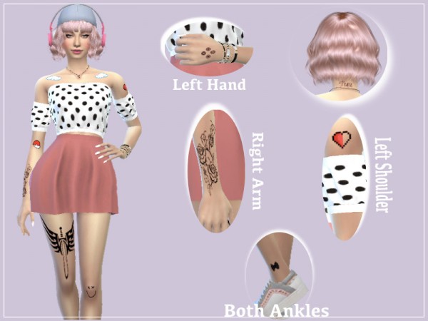  The Sims Resource: Gamer Girl Tattoos by Razbies