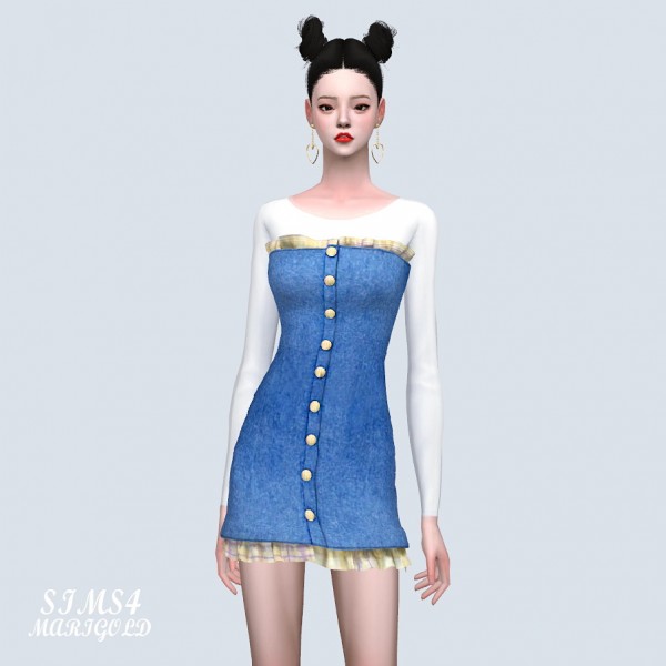  SIMS4 Marigold: MG Denim Frill Mini Dress