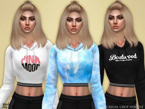  The Sims Resource: Casual Crop Hoodie by Black Lily