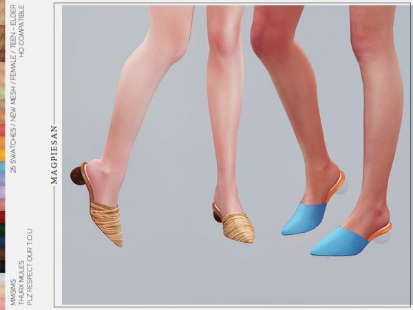  The Sims Resource: Thurx mules shoes by magpiesan