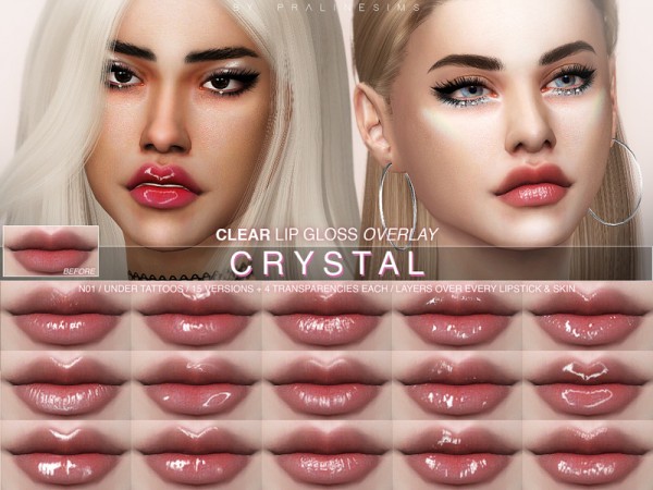  The Sims Resource: Crystal Clear Lipgloss Pack N01 by Pralinesims